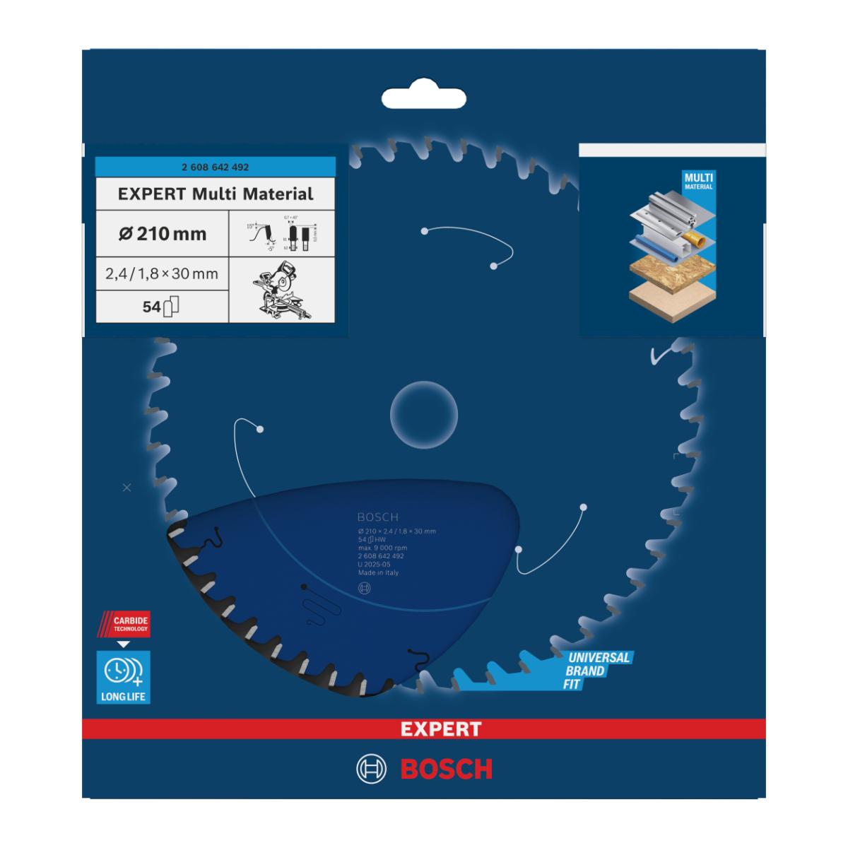 Bosch Kreissägeblatt Expert for Multi Material, 210 x 30 x 2,4 mm, 54