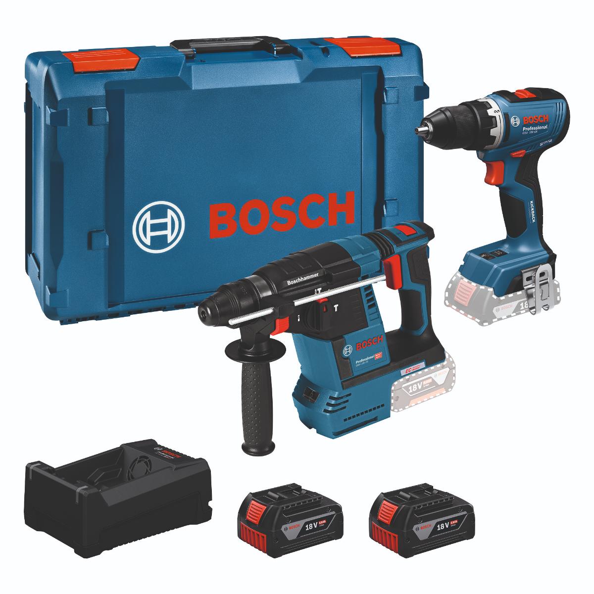 Bosch Combo Kit GSR 18V-65 + GBH 18V-26 + 2x5.0AH + GAL 12V/18V-80 + XL-BOXX