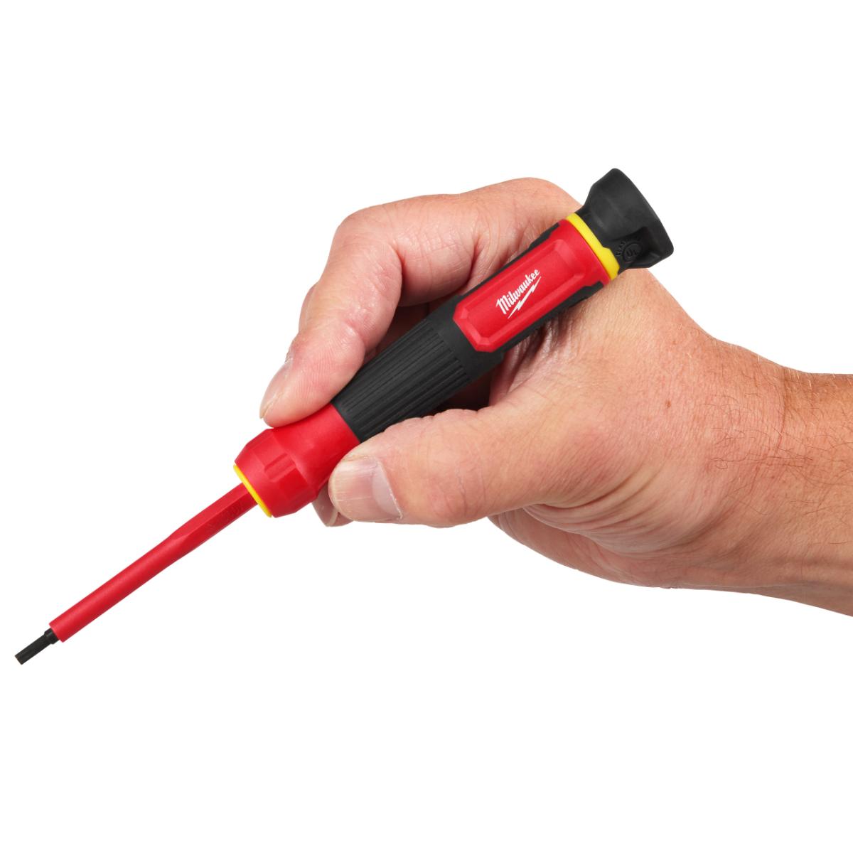 Milwaukee Multi-Bit Feinschrauberdreher 8 in 1 VDE geprüft mit 8 isolierten Bits PH/PZ/TX/SL