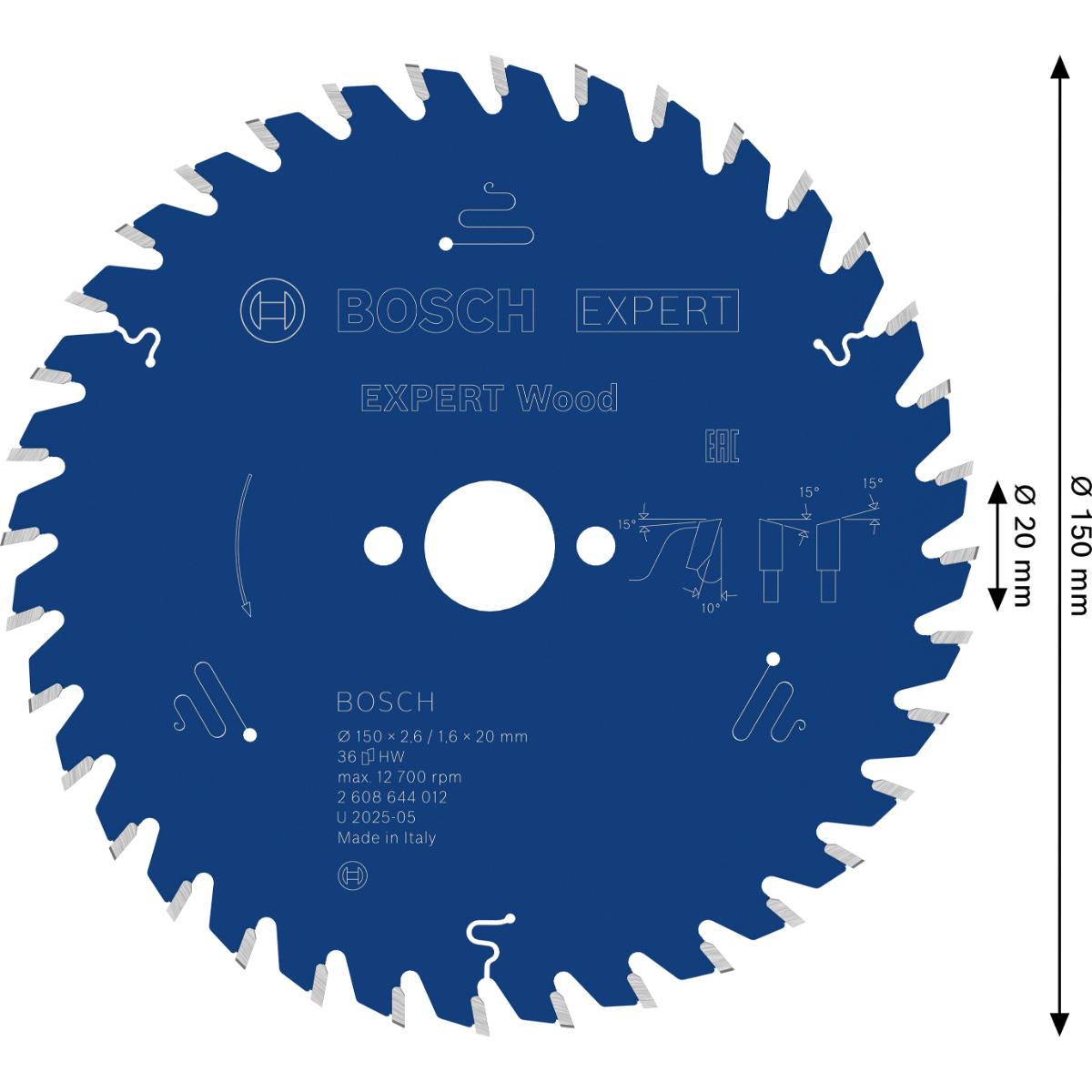 Bosch Kreissägeblatt Expert for Wood ø 150 mm