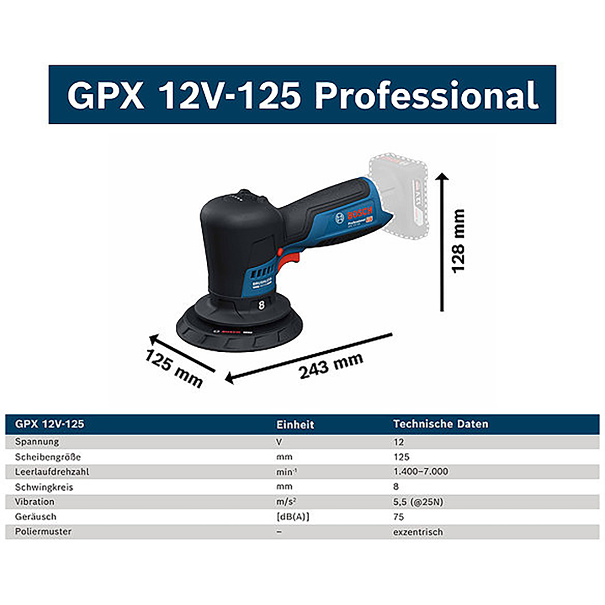Bosch Akku-Polierer GPX 12V-125