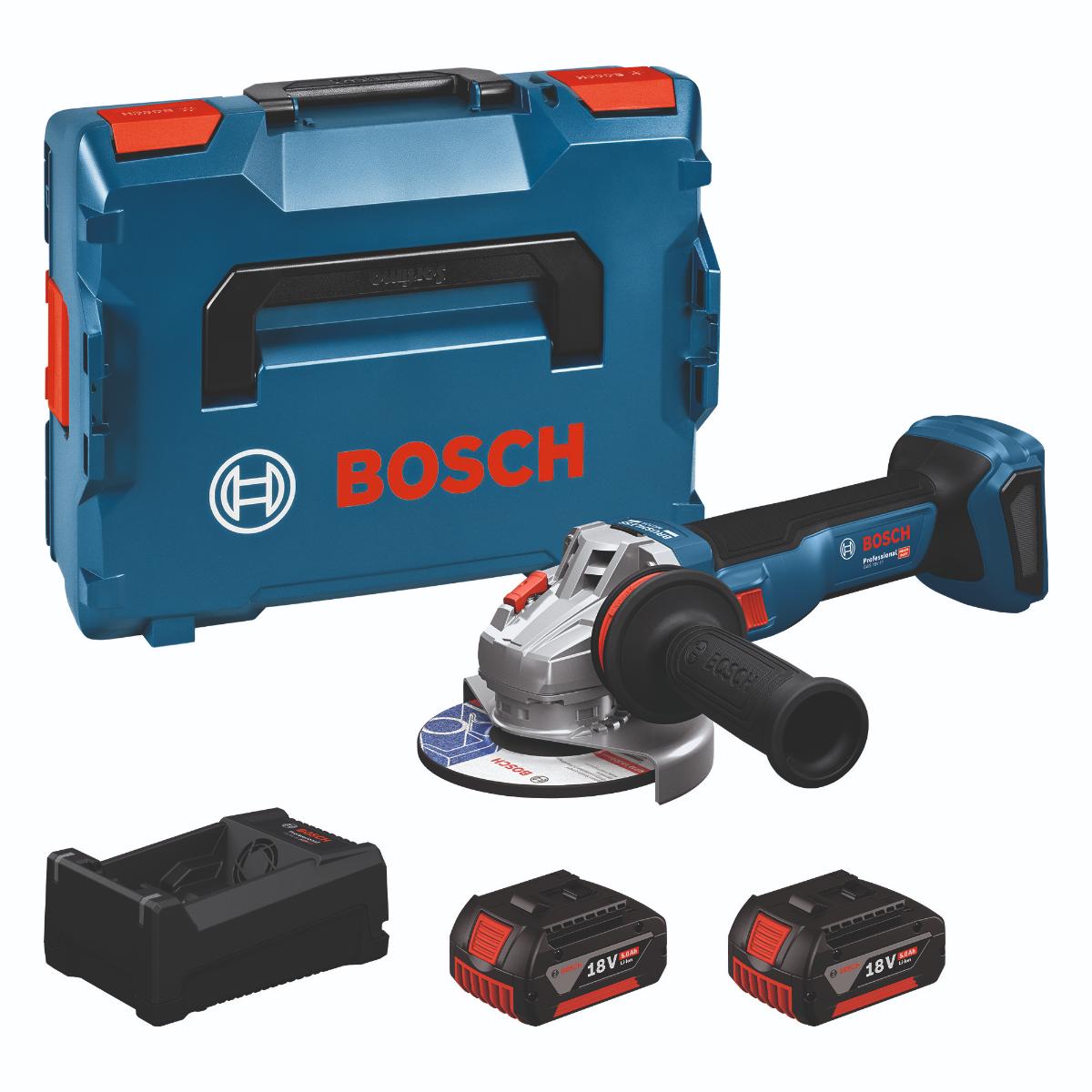 Bosch Akku-Winkelschleifer GWS 18V-11, 2x Akku GBA 18V 5.0Ah in L-BOXX