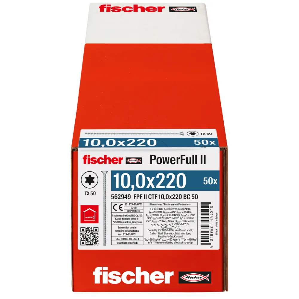 Fischer Vollgewindeschraube 10,0x220 PowerFull FPF II CTF 10 BC