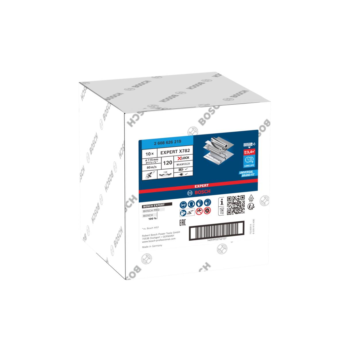 Bosch EXPERT X782 Fächerschleifscheibe, abgewinkelt, 115 mm, K120, X-Lock, GF