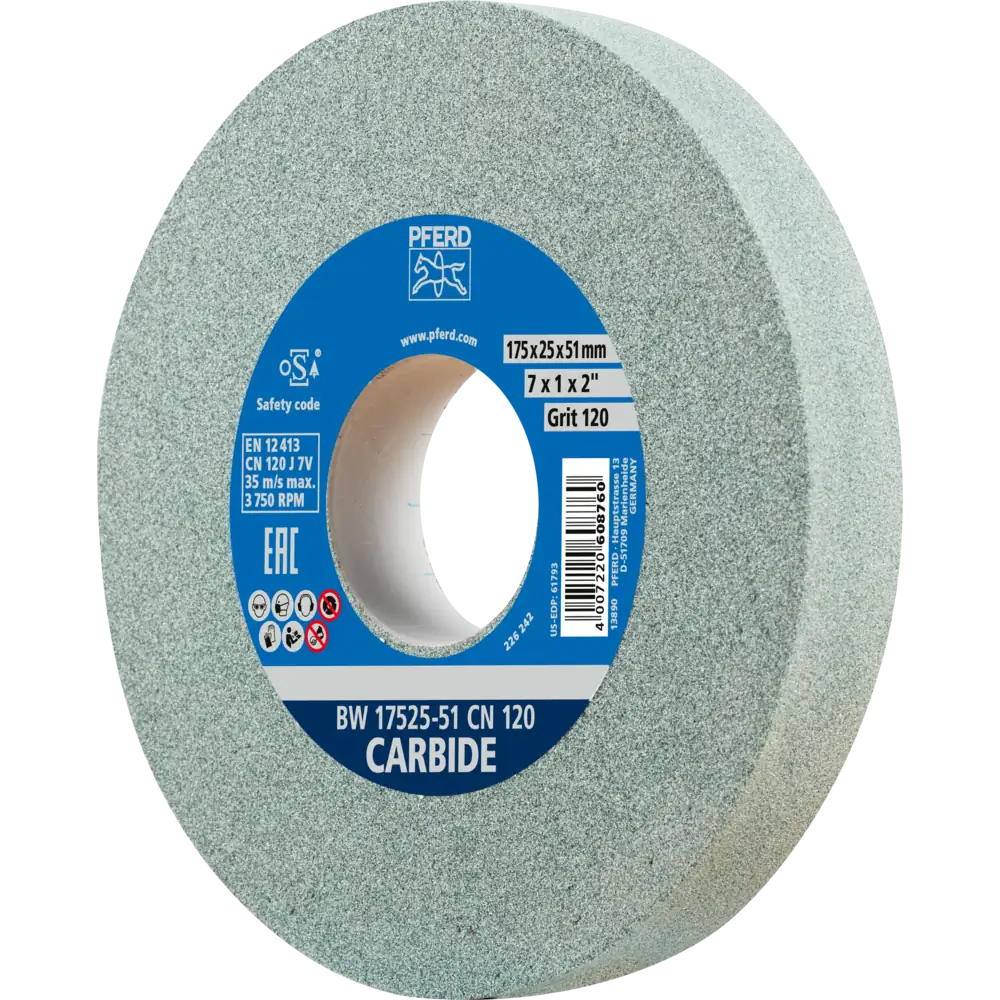 PFERD TOOLS Schleifbockscheibe Ø 175x25mm Bohrung-Ø 51mm SiC120 für harte Materialien