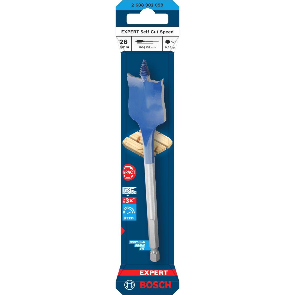 Bosch EXPERT Self Cut Speed Flachfräsbohrer, 26 x 152 mm