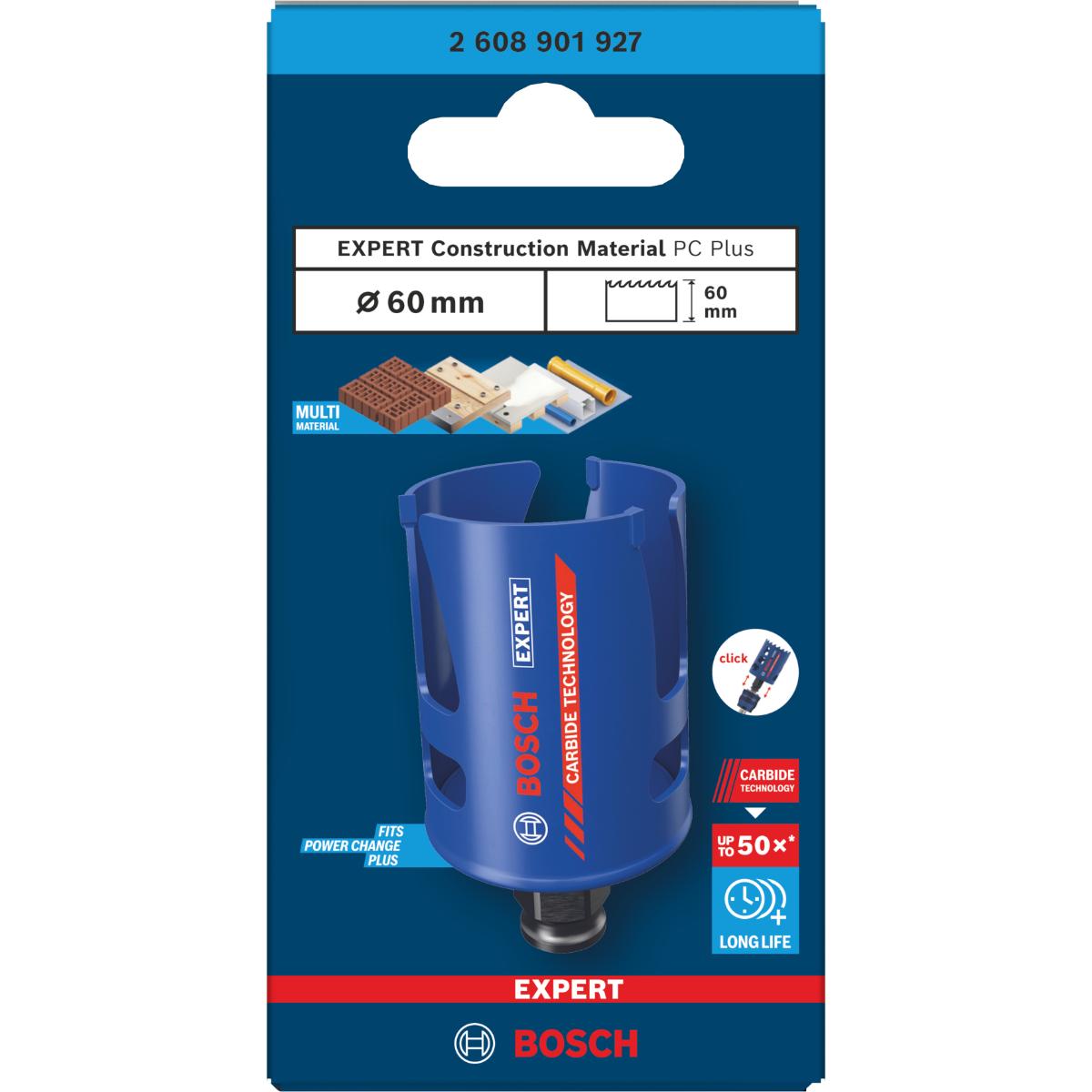Bosch EXPERT Construction Material Power Change Plus Lochsäge, 60 x 60 mm