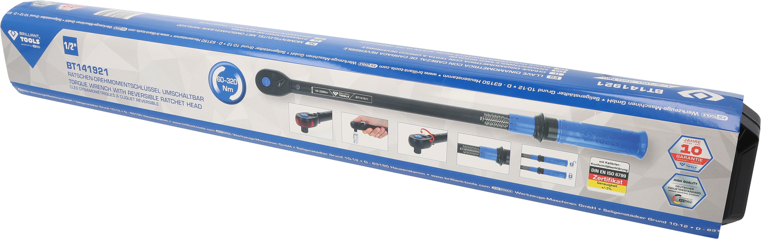 Brilliant Tools 1/2" Ratschen-Drehmomentschlüssel umschaltbar, 60-320 Nm