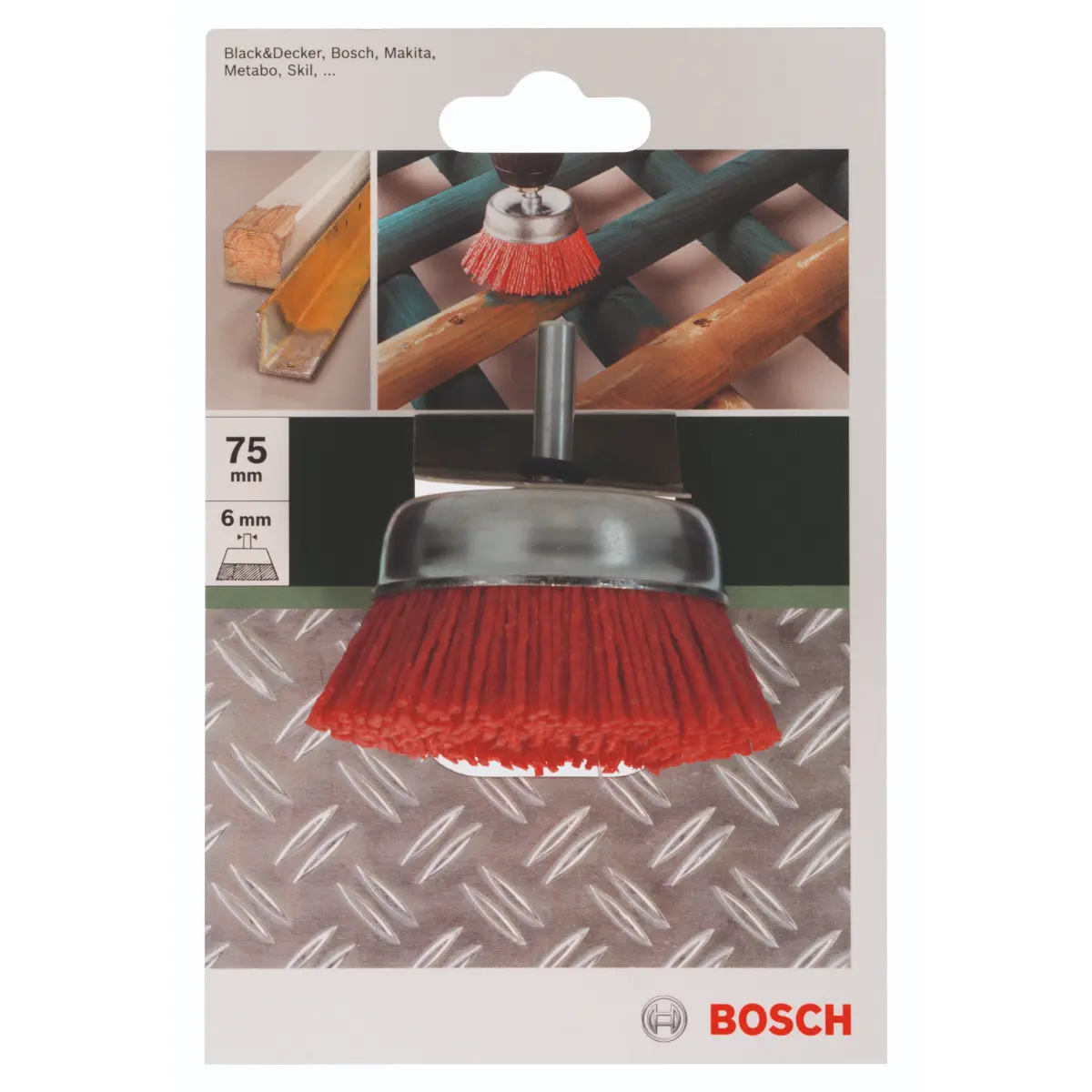 Bosch Topfbürsten für Bohrmaschinen - Nylondraht mit Korund Schleifmittel K80, 75 mm