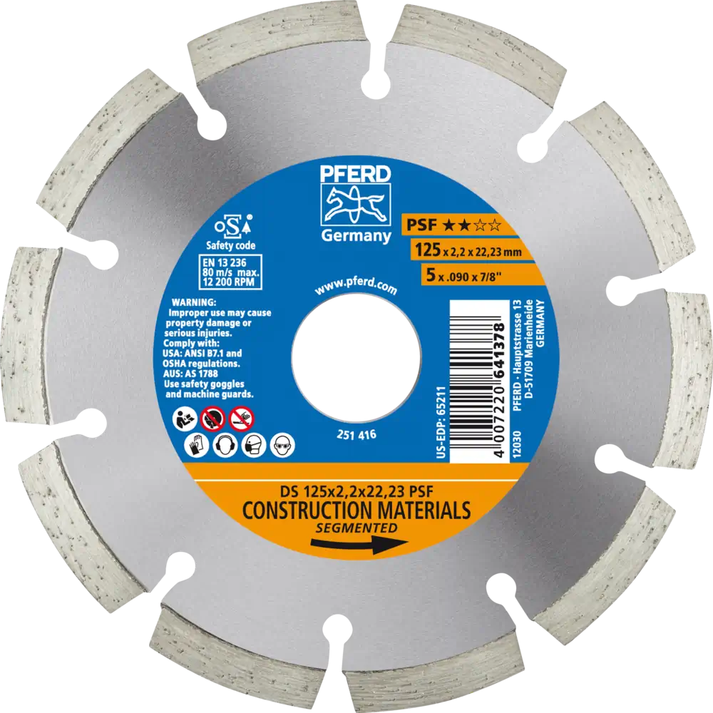PFERD TOOLS Diamant-Trennscheibe DS PSF für schnelles Trennen von Stein und Beton