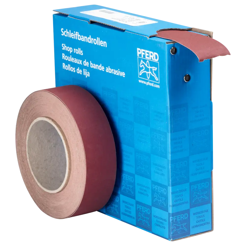 PFERD TOOLS Korund Schleifbandrolle Gewebe SBR Breite 38mm für universelle Anwendung
