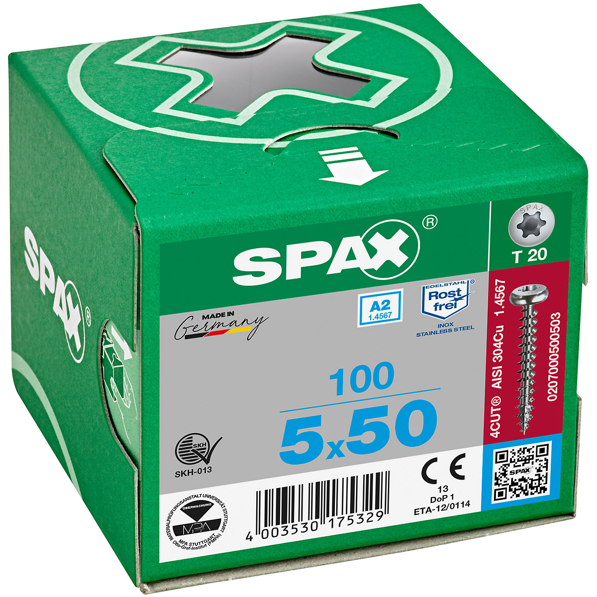 SPAX A2 Halbrundkopf T-Star Plus T20 Vollgewinde, 100 Stück