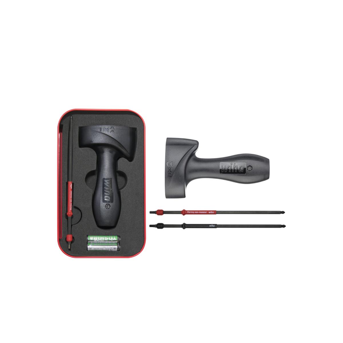 Wiha Drehmoment-Testgerät Torque QuickCheck Set 4-teilges Set mit Adapterklingen, Batterien und Box