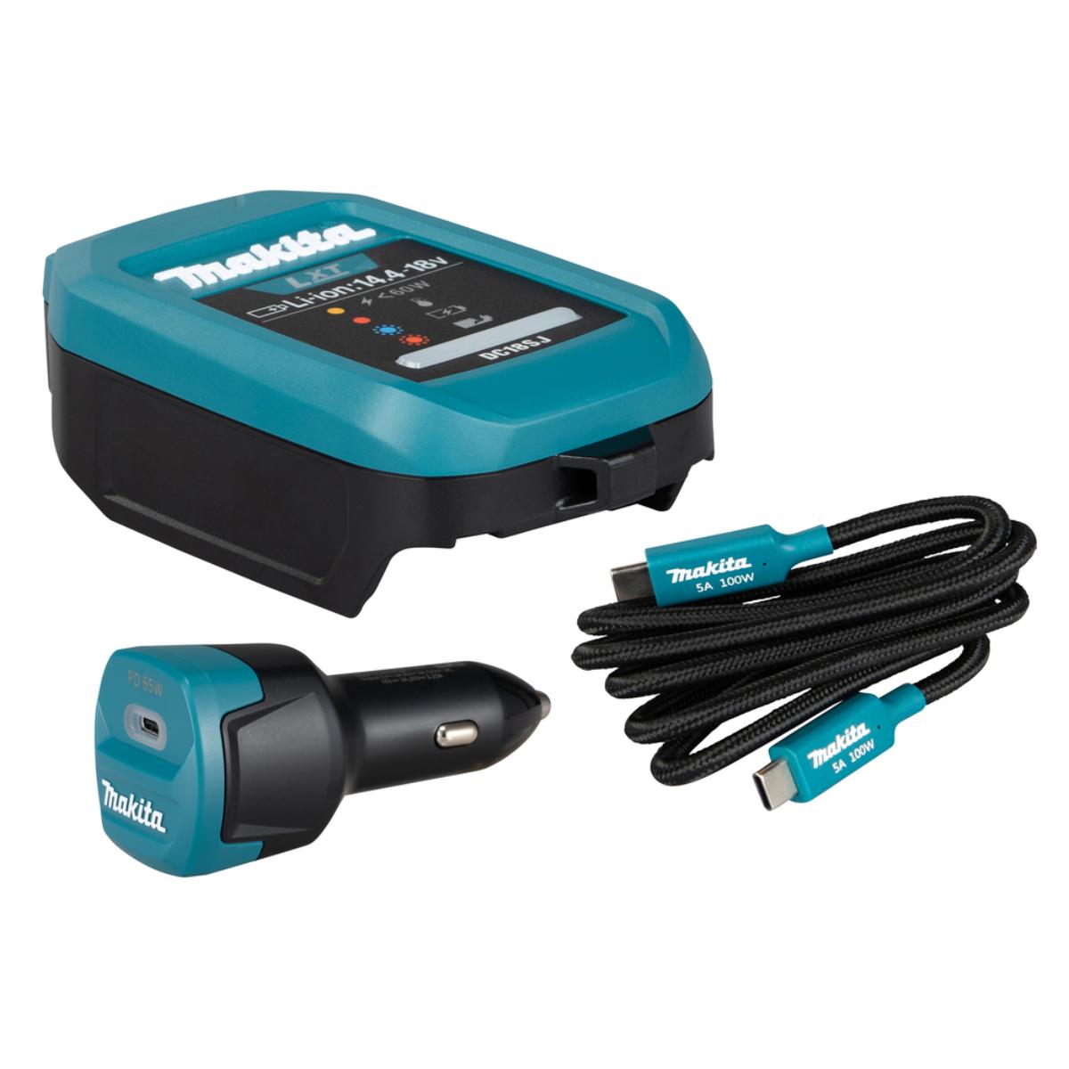 Makita Ladegerät-Set DC18SJ, ADP14, USB-C PD Ladekabel Power Delivery Li–Ion 14,4V–18V LXT DC18SJ