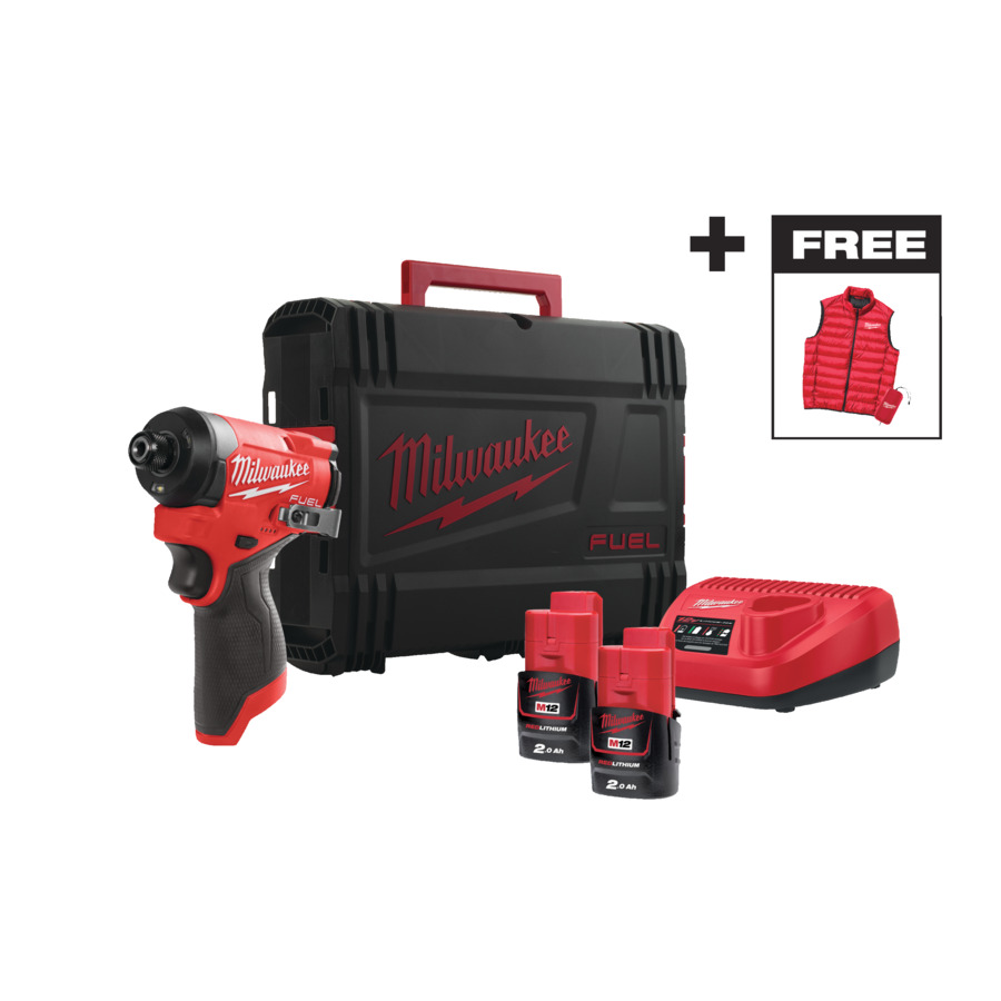Milwaukee M12FID2-202X + Milwaukee Weste FUEL™ Akku-Kompakt-Schlagschrauber 1/4" Hex Milwaukee M12FID2-202X + Milwaukee Weste FUEL™ Akku-Kompakt-Schlagschrauber 1/4" Hex