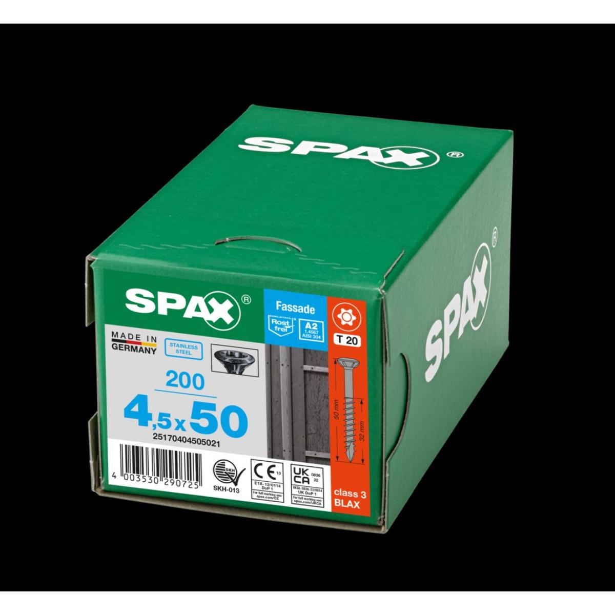 SPAX-S A2 LINSENKOPF FRAESRIPPEN T-STAR PLUS T20 TEILGEWINDE CUT 200 Stück BLAX