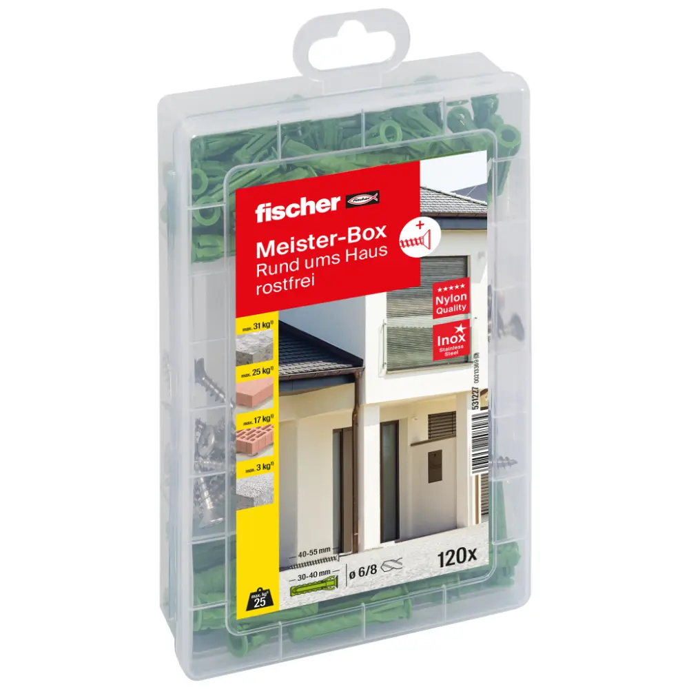 Fischer Meister-Box Rund ums Haus rostfrei + Schraube (120 Teile)