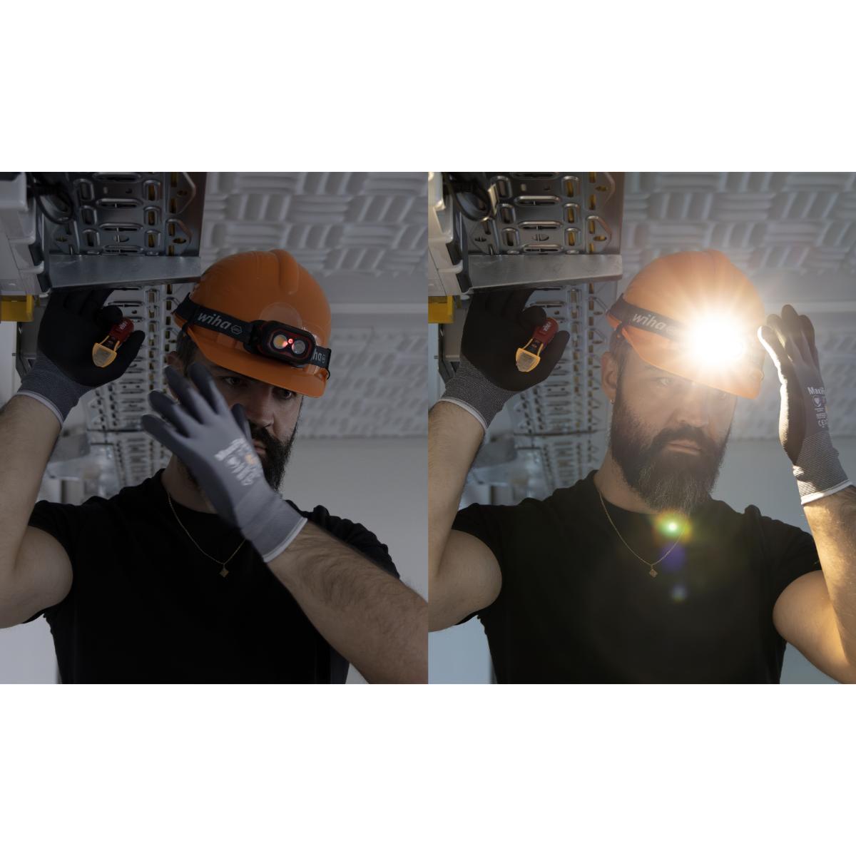 Wiha Stirnlampe 500 lm mit Bewegungssensor mit USB-C-Ladekabel