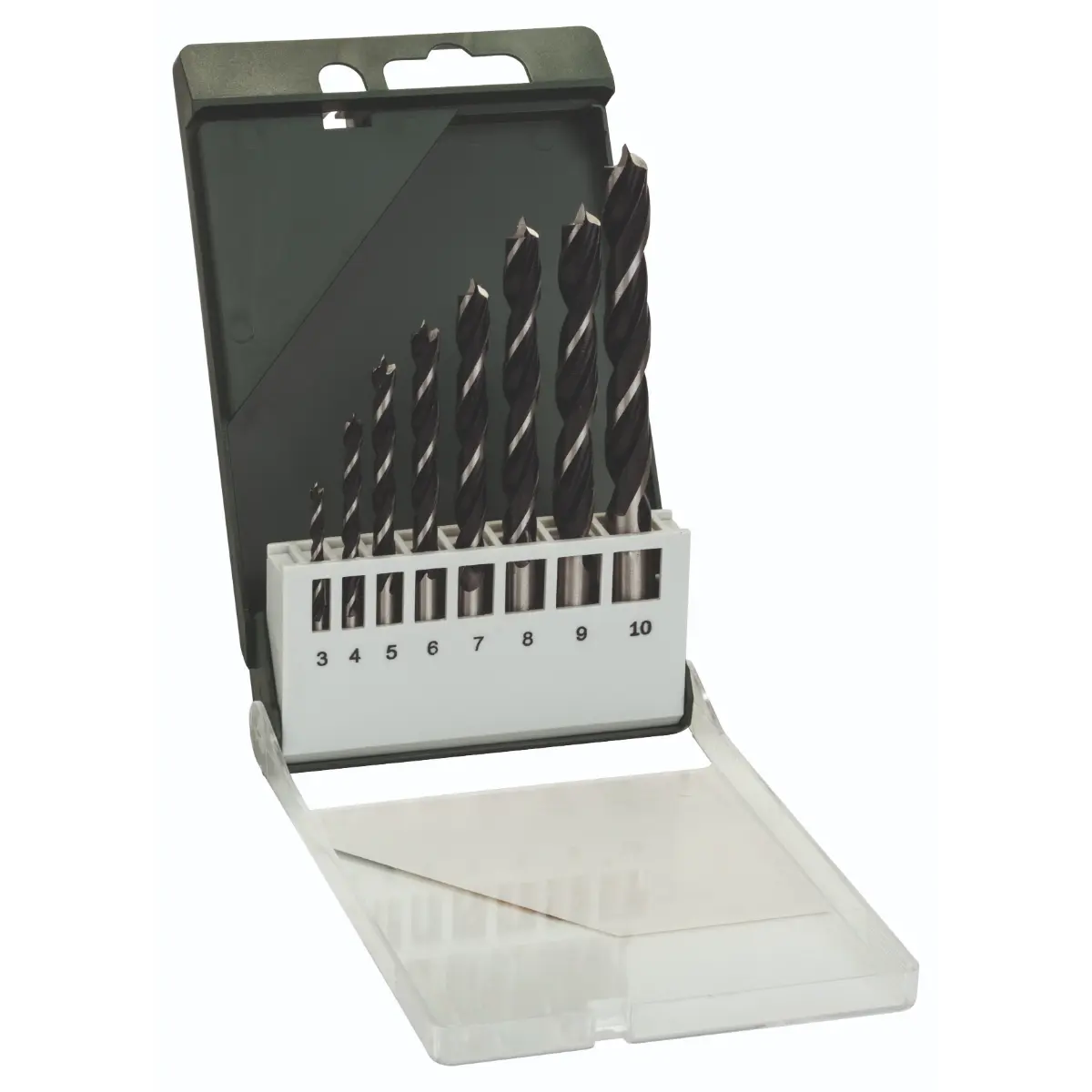 Bosch Holzspiralbohrer-Set 3,0, 4,0, 5,0, 6,0, 7,0, 8,0, 9,0, 10,0 mm, 8-tlg.