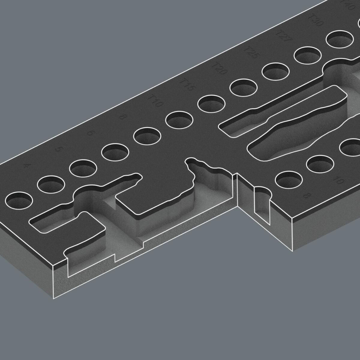 Wera 9727 Schaumstoffeinlage 8007 A VDE Zyklop VDE Knarre Set 1, 1/4"