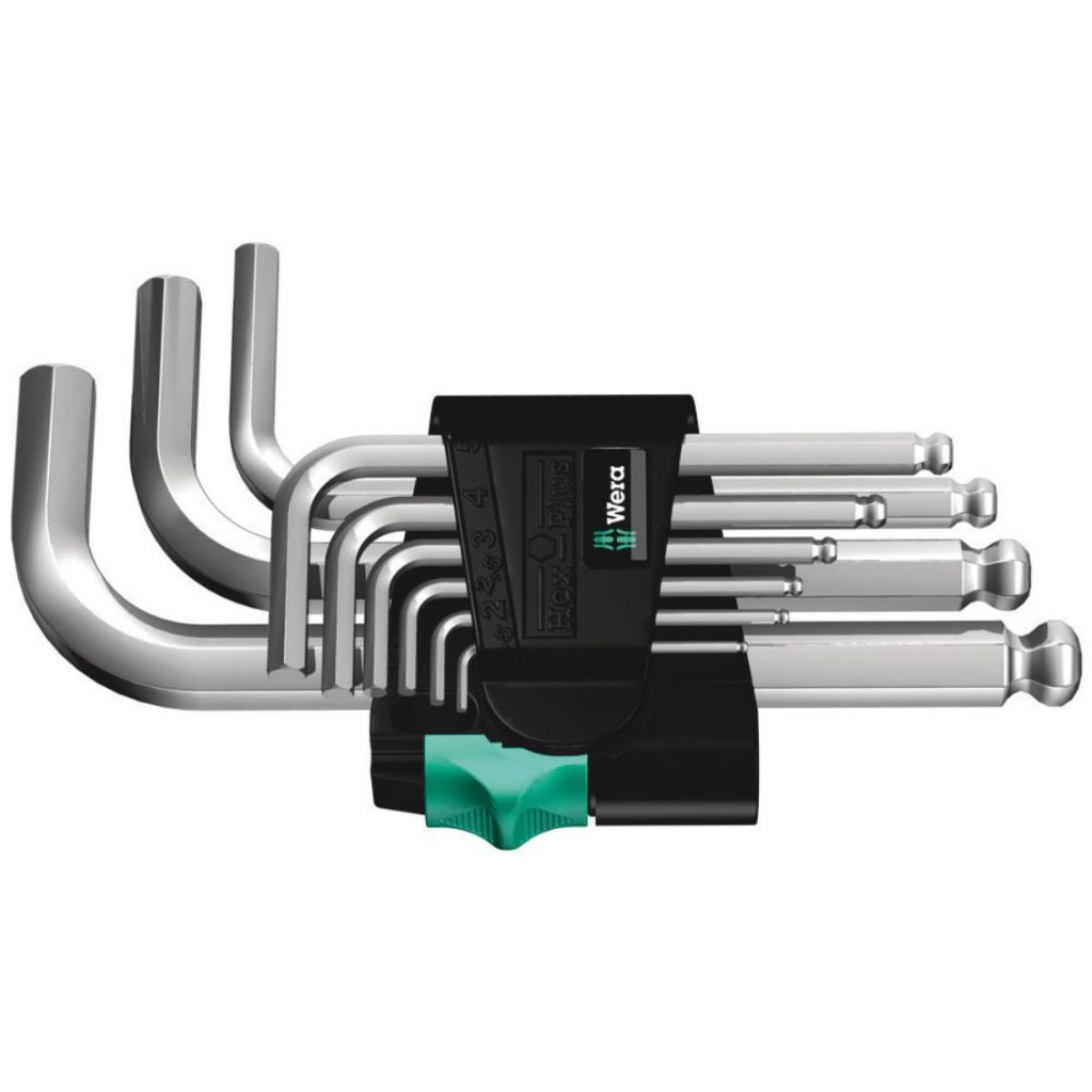 Wera 950/9 Jeu de clés hexagonales Hex-Plus 3 à 90°, chromé, 9 pièces