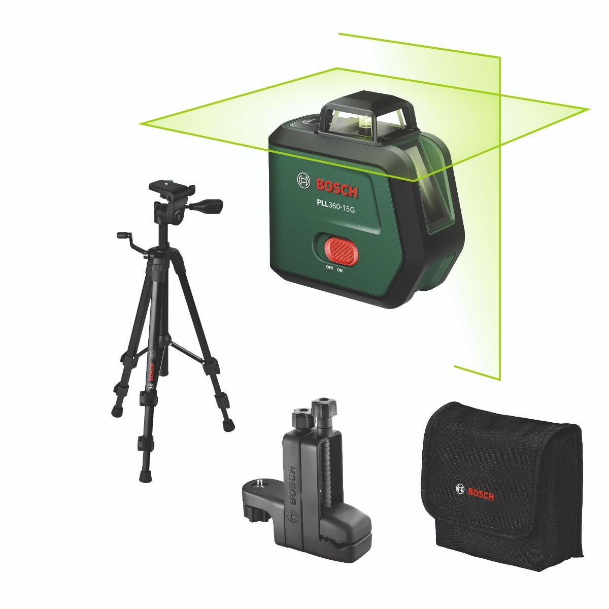 Bosch Kreuzlinien-Laser PLL360-15G Premium Set, 1 x Akku BA 3.6V 2.0Ah in Tasche