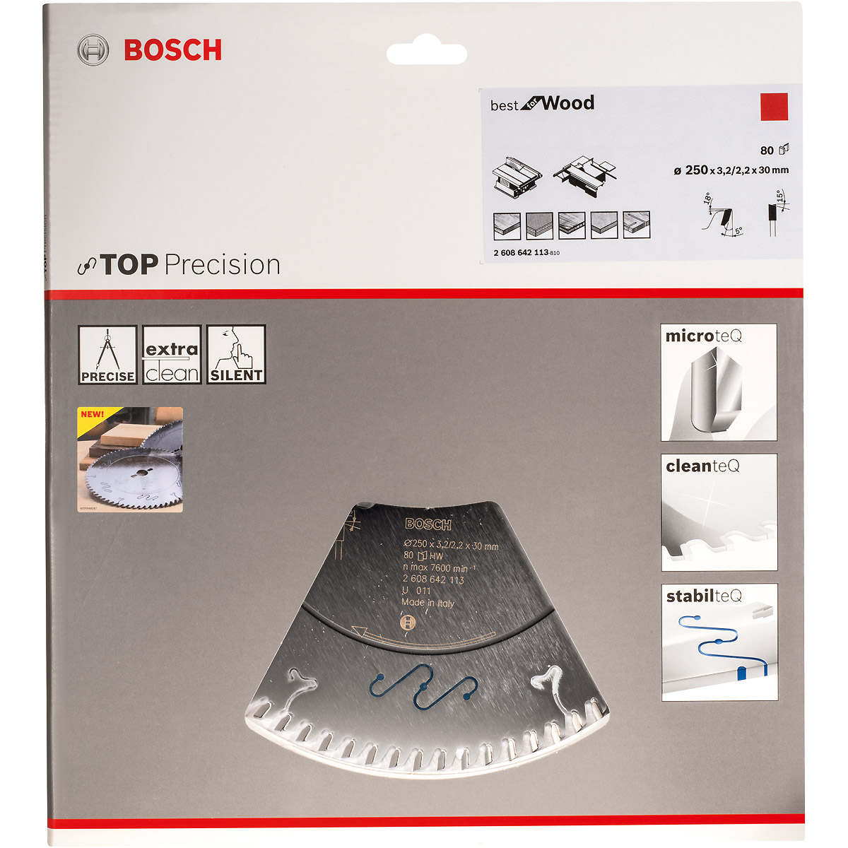 Bosch Kreissägeblatt Top Precision Best for Wood, 250 x 30 x 3,2mm, 80 Zähne
