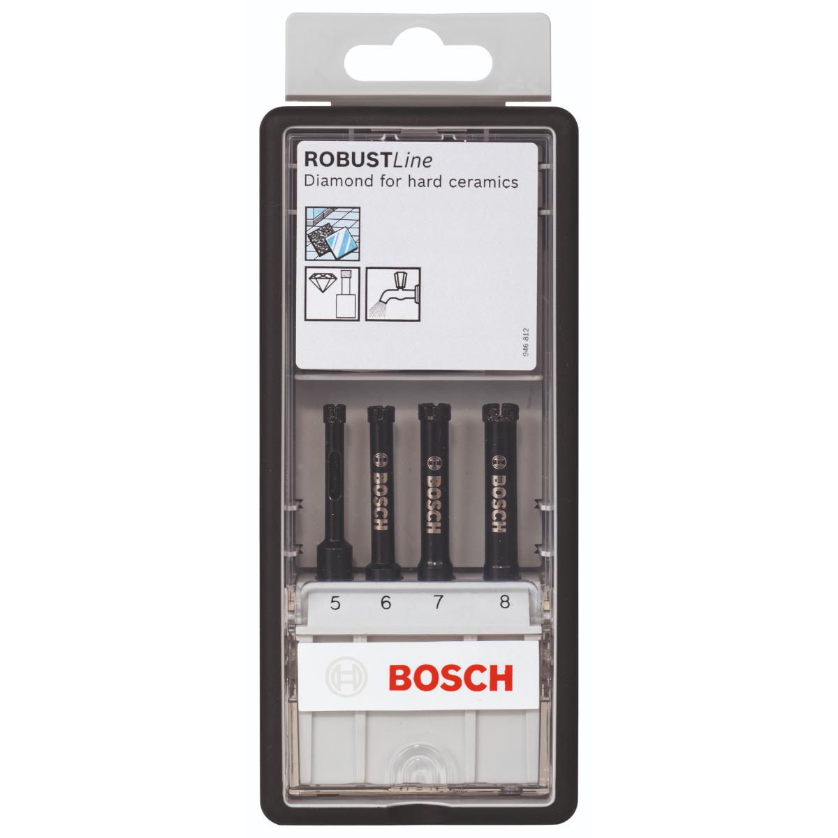 Bosch Diamantnassbohrer-Set Robust Line, 4-teilig, 5, 6, 7, 8 mm
