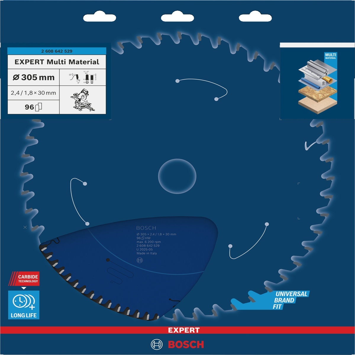 Bosch Kreissägeblatt Expert for Multi Material, 210 x 30 x 2,4 mm, 54