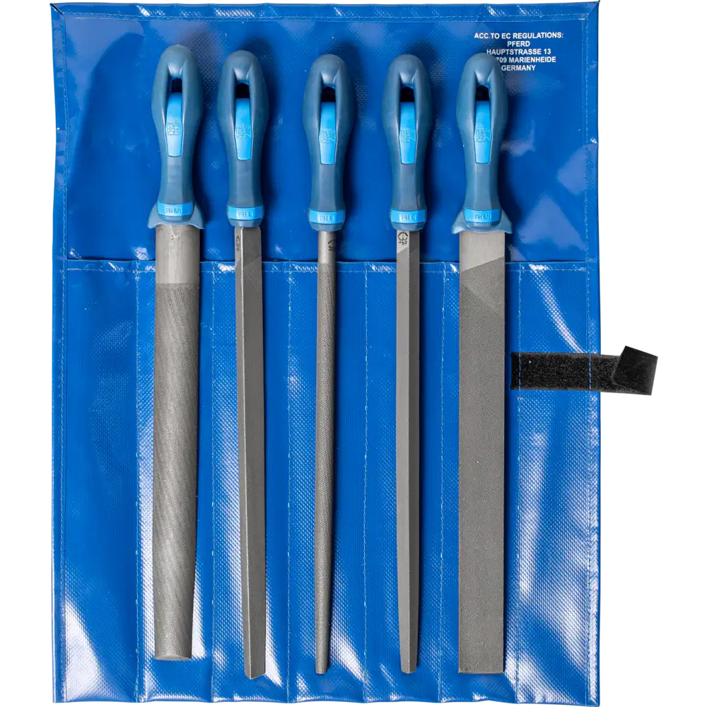 PFERD TOOLS Werkstattfeilen-Set 5-tlg. in Rolltasche 300mm Hieb 2 universell zum Schruppen und Schlichten