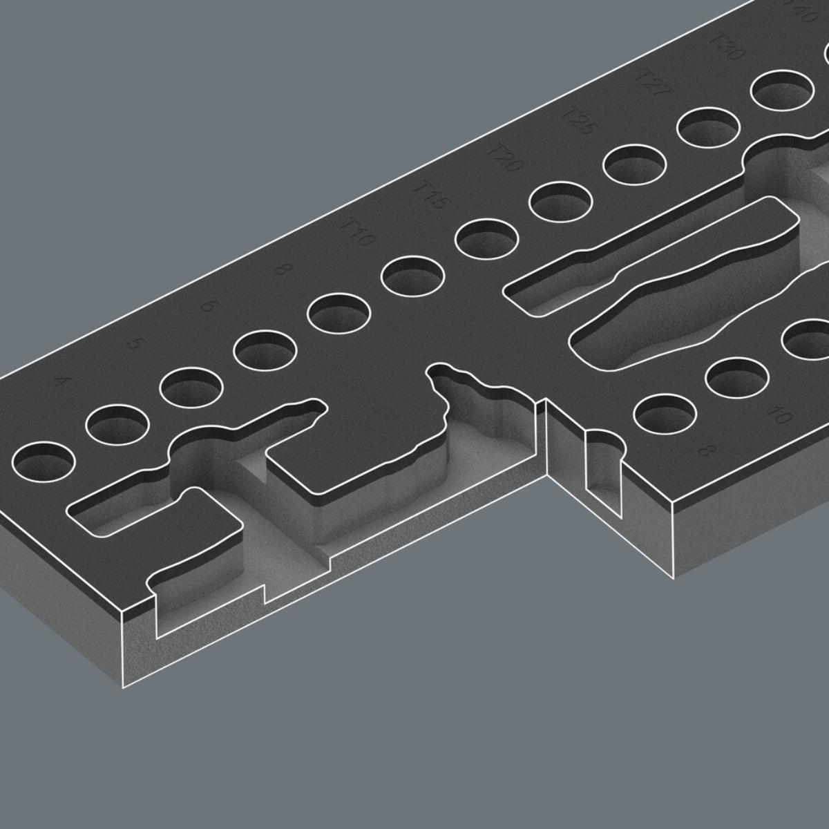 Wera 9827 Schaumstoffeinlage 8007 A VDE Zyklop VDE Knarre Set 1, 1/4", ohne Werkzeug