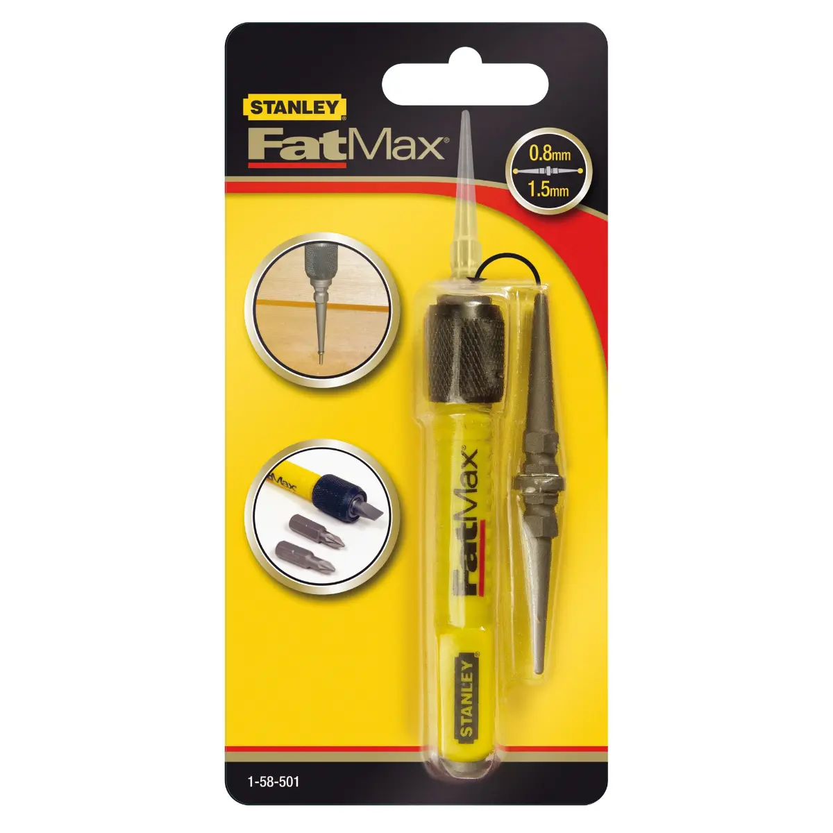 STANLEY FATMAX Nageltreiber L. 76 mm x 0,8 + 1,6 mm D. mit Wechselspitze 2-in-1