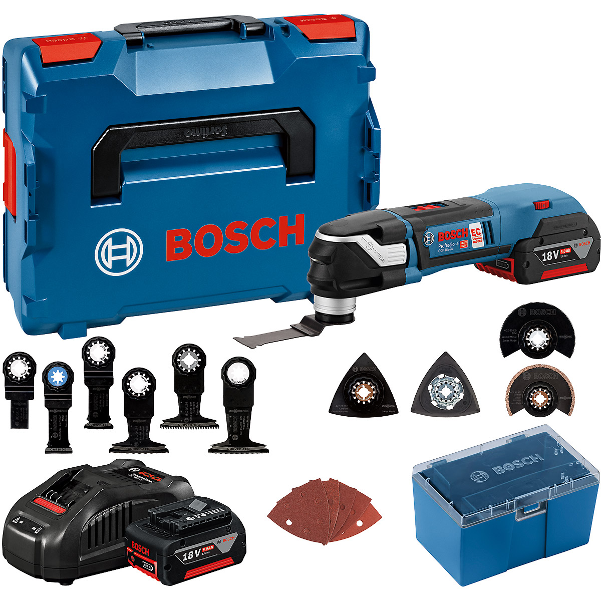 Bosch Akku-Multi-Cutter GOP 18V-28, mit 2 x 5.0 Ah Li-Ion Akku, L-BOXX