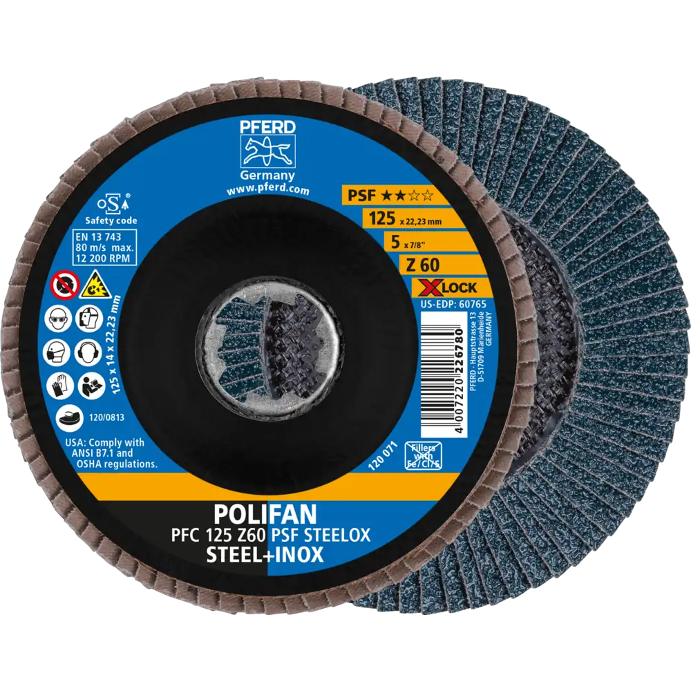 PFERD TOOLS POLIFAN Fächerscheibe PFC X-LOCK konisch Z Universallinie PSF STEELOX Stahl/Edelstahl