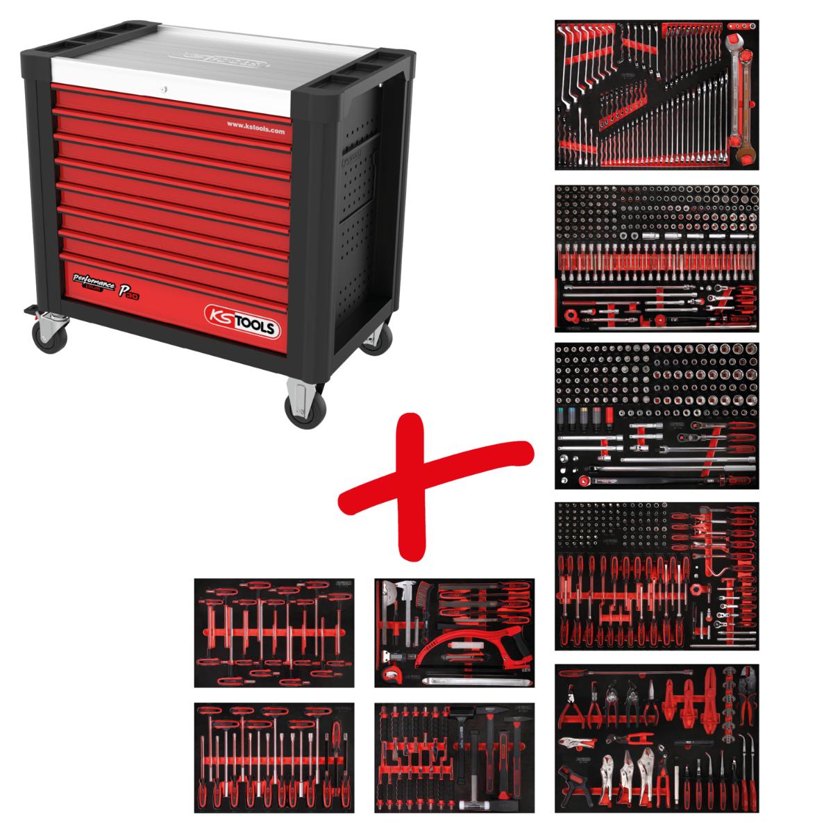 KS Tools Performanceplus Werkstattwagen-Satz P30 mit 706 Werkzeugen für 7 Schubladen