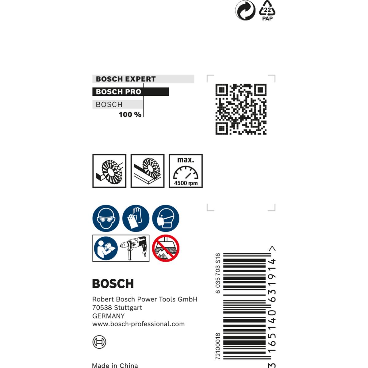 Bosch PRO Scheibenbürste, gewellt, 4500 U/min, 0,2mm Drahtstärke