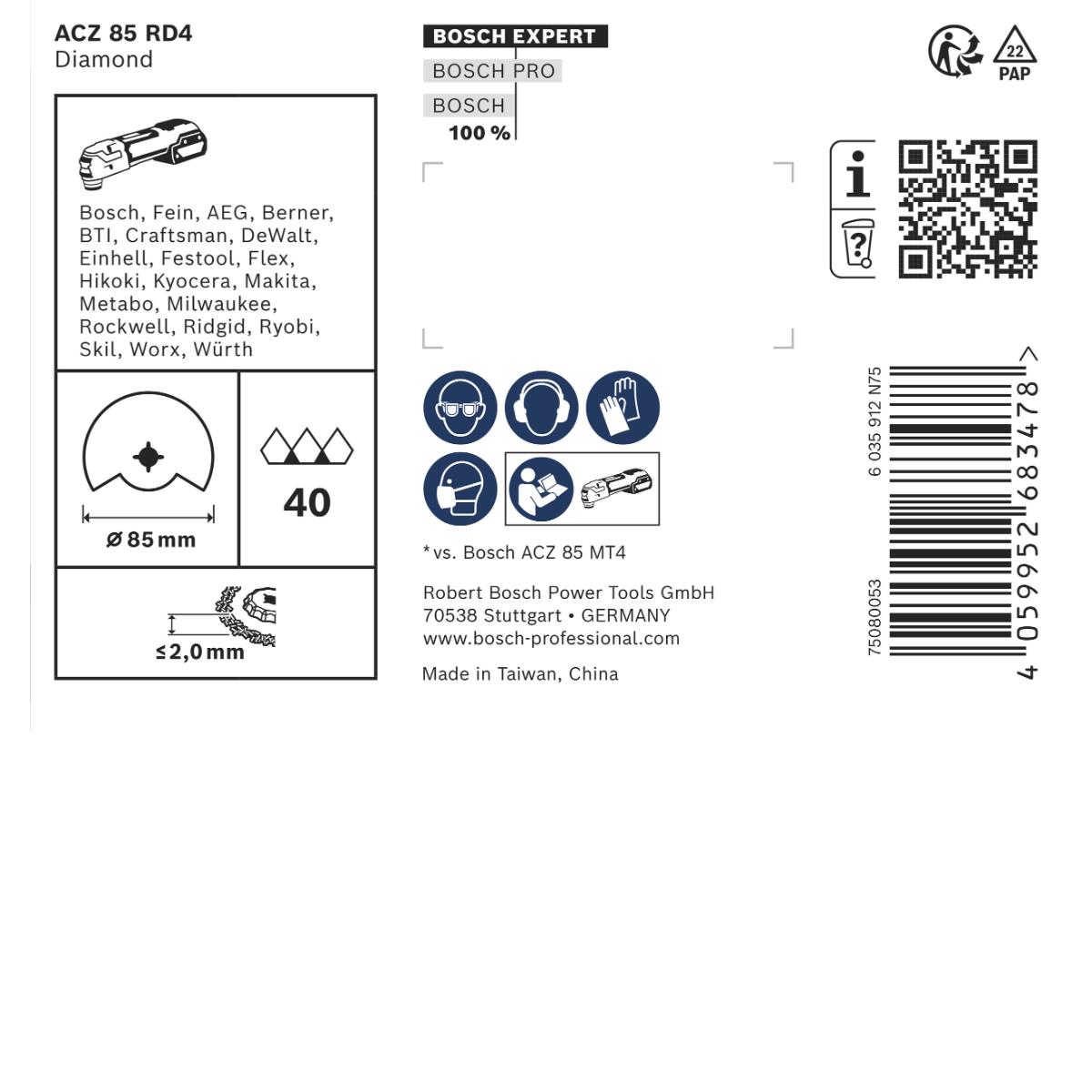 Bosch EXPERT ACZ 85 RD4 Grout Segment Blade, 85 mm, 10-Stück