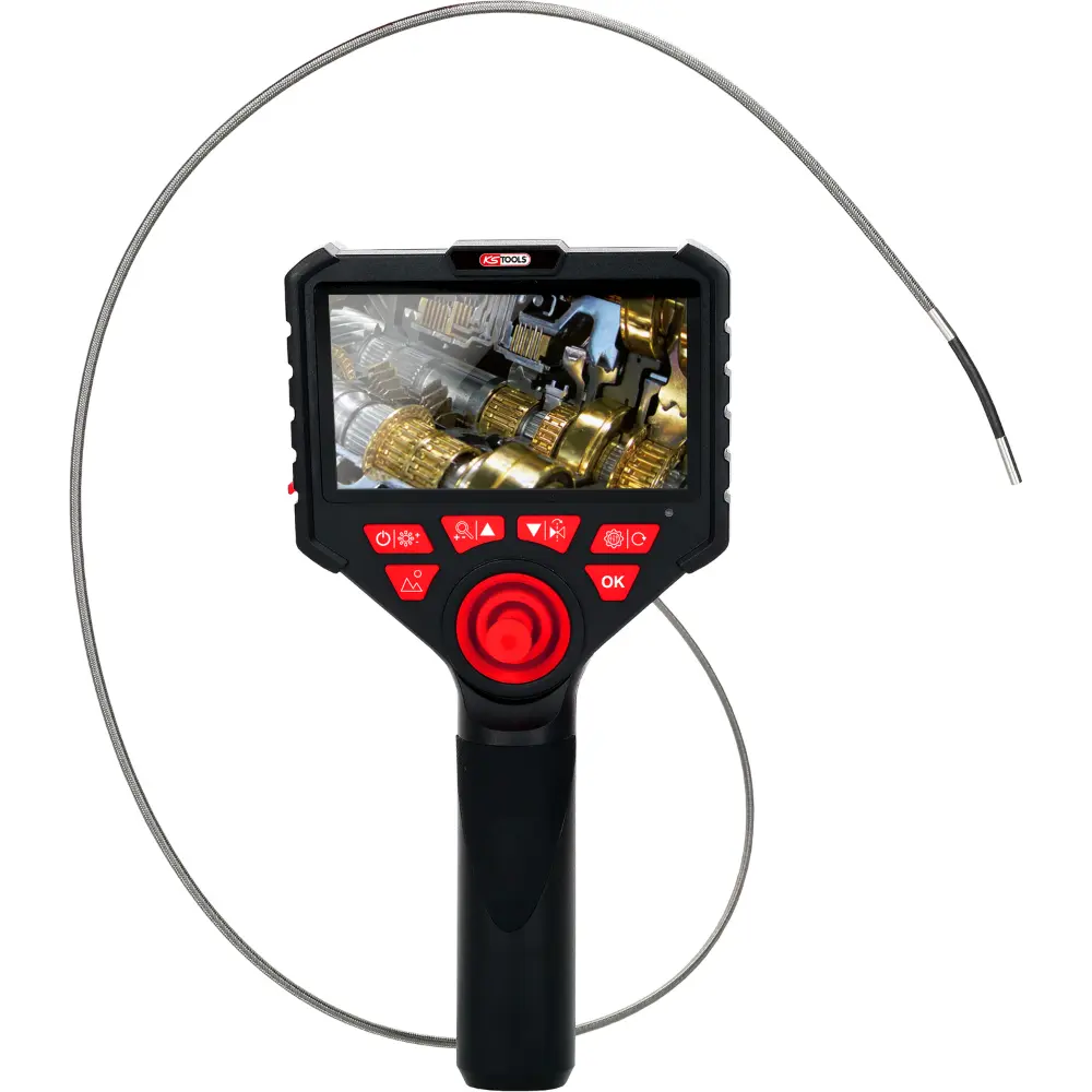 KS TOOLS HD-Videoskop-Satz mit Ø 3,9 mm 720° und 0° HD Frontkamera-Sonde, flexible PVC Hülle