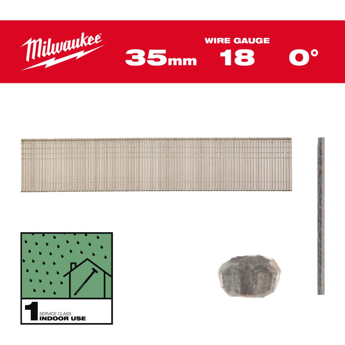Milwaukee Stauchkopf-Nägel 18 Gauge für M18CN18GS Verzinkt