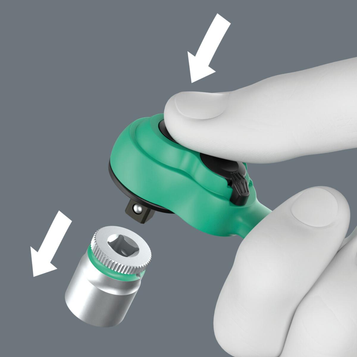 Wera 8100 SA 15 Zyklop Comfort Knarrensatz, Umschalthebel, 1/4"-Antrieb, zöllig , 28-teiliges Set