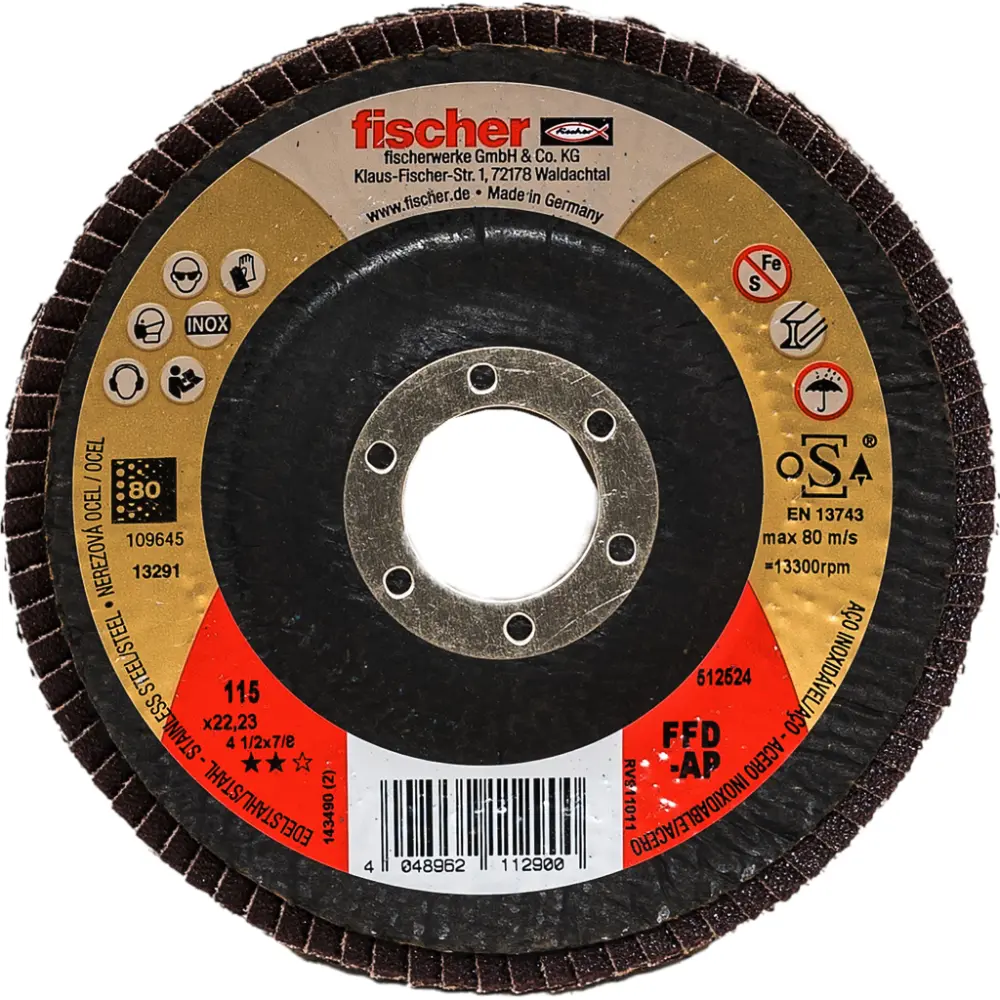 Fischer Fächerschleifscheibe AP 115 K80 Inox