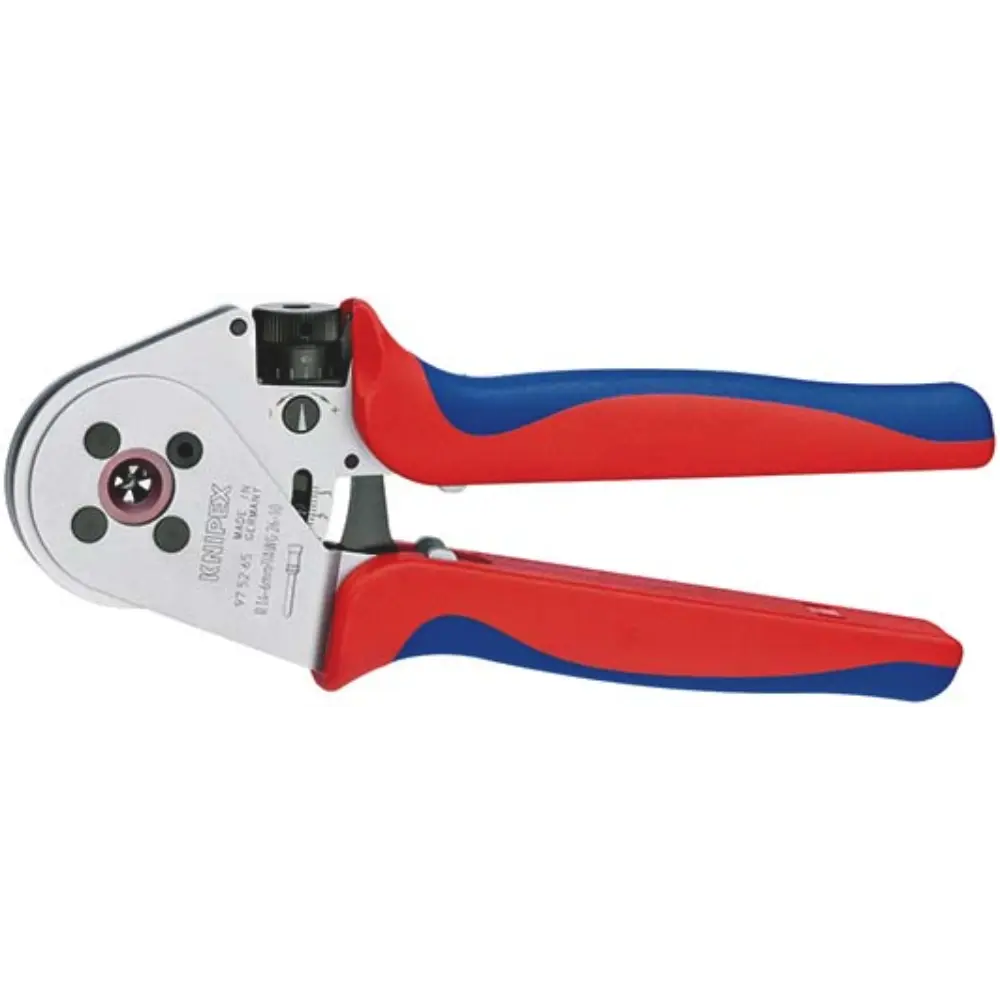 KNIPEX Vierdornpresszange für gedrehte Kontakte mit Mehrkomponenten-Hüllen verchromt 250 mm