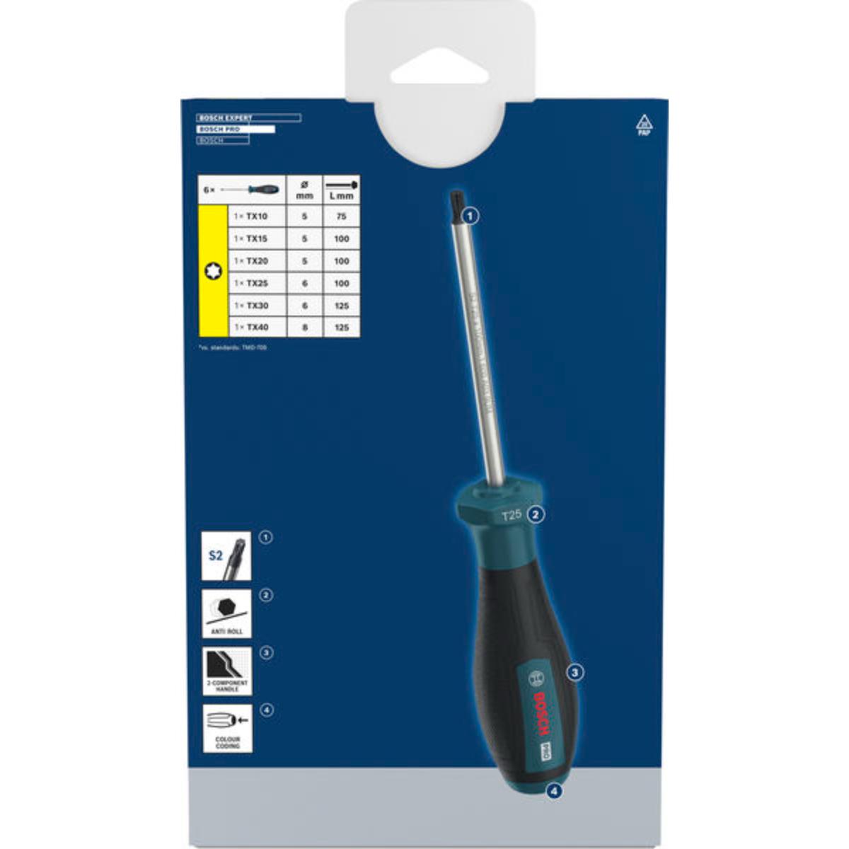 Bosch PRO Schraubendreher TX, 6-teilges Set
