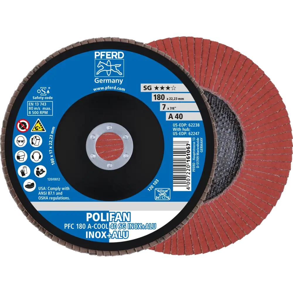 PFERD TOOLS POLIFAN Fächerscheibe PFC konisch SG INOX+ALU Edelstahl/Alu