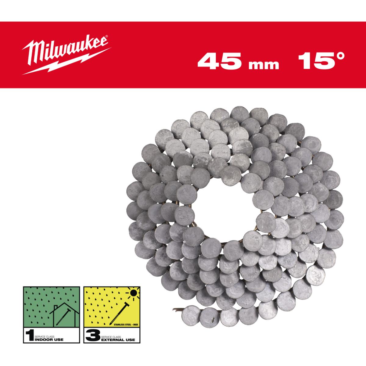 Milwaukee Coilnägel für M18FRCN45 Ringschaft feuerverzinkt 15°