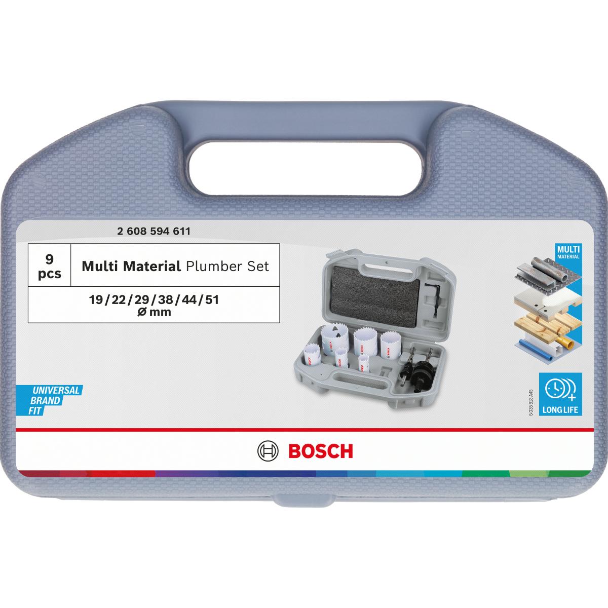 Bosch Multi Material Lochsägen mit Gewinde, 19; 22; 29; 38; 44; 51 x 40 mm, 9-teiliges Set