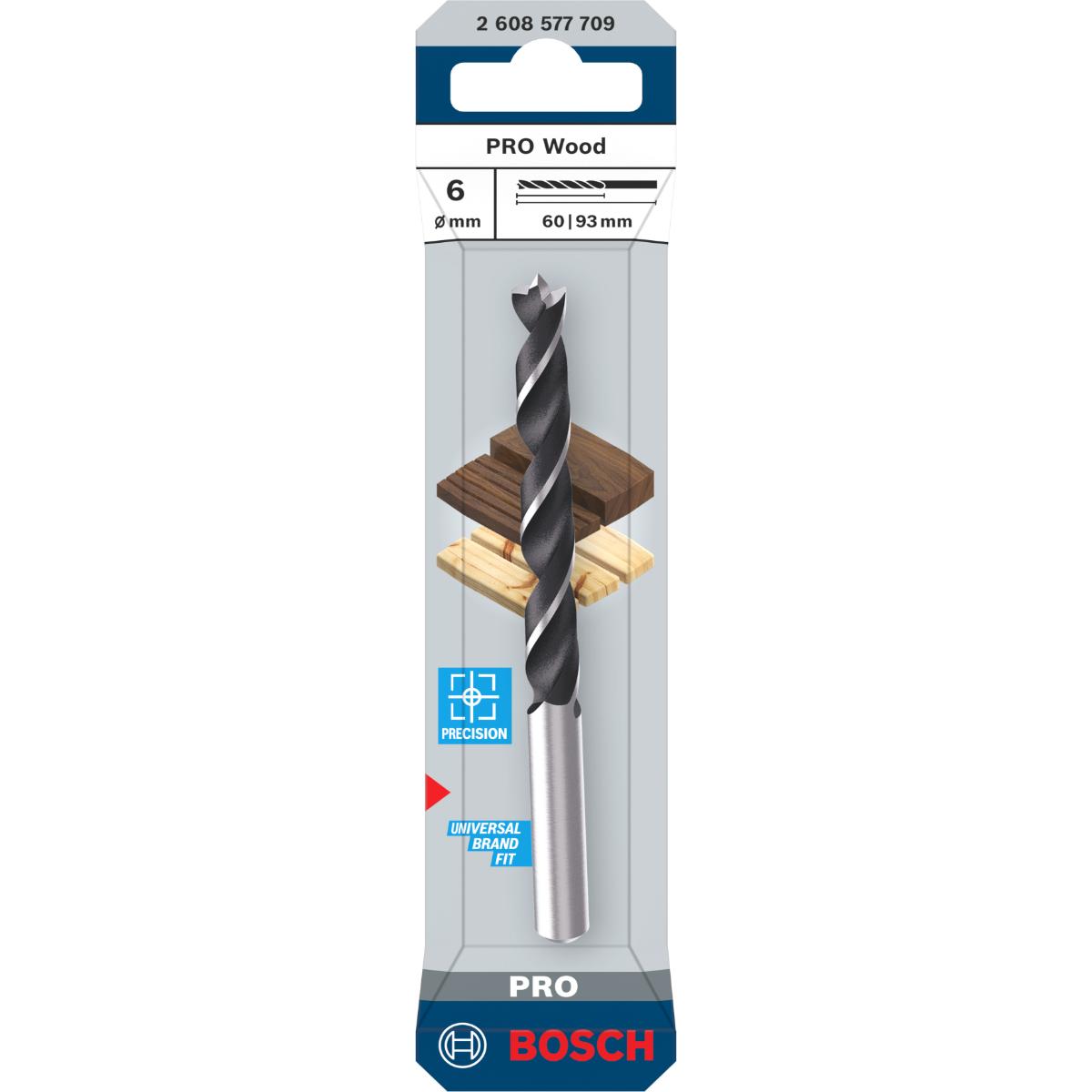 Bosch PRO Wood Holzspiralbohrer, 6x60x93 mm
