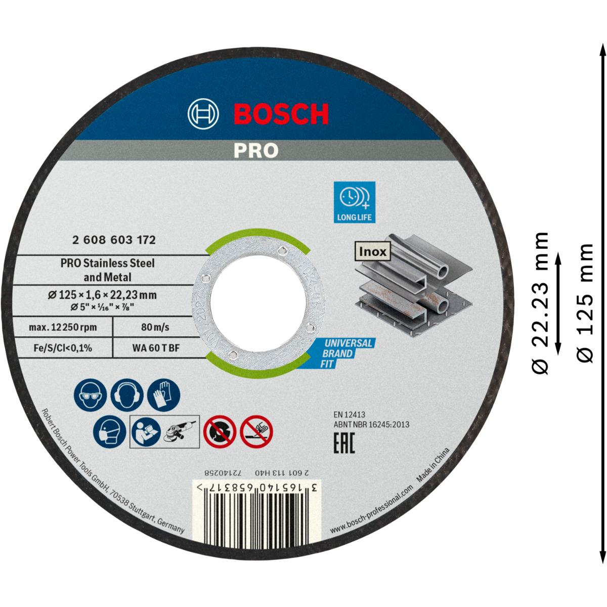 2608626114BO Bosch PRO Stainless Steel and Metal Trennscheibe, gerade, 100 Stück
