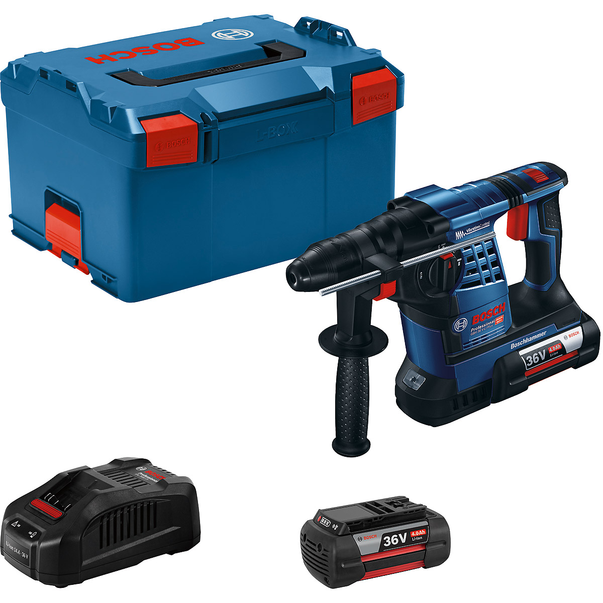 Bosch Akku-Bohrhammer mit SDS plus GBH 36 V-LI Plus, mit 2 x 4.0 Ah Li-Ion Akku,L-BOXX