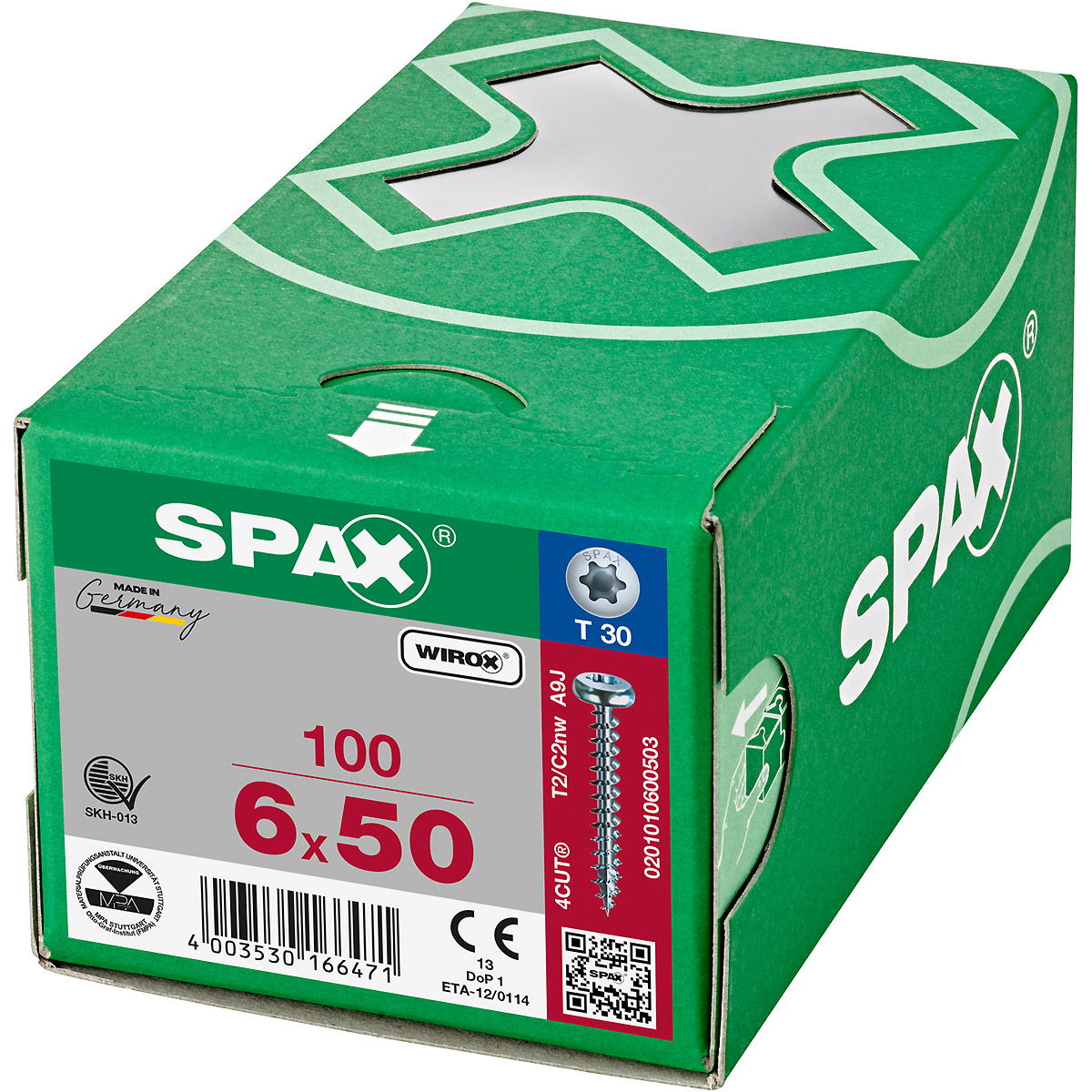 SPAX Halbrundkopf T-Star Plus T30 Vollgewinde WIROX, 100 Stück